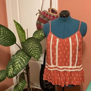 Orange Boho Tank Top